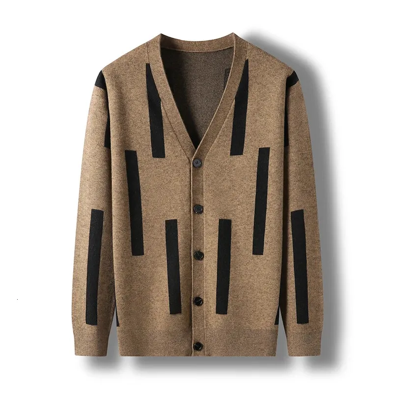 Top Grade Brand Designer Fashion Knit Graphic Korean Plain Cardigan For Men Sweater Casual Coats Jacket Mens Clothing 231220