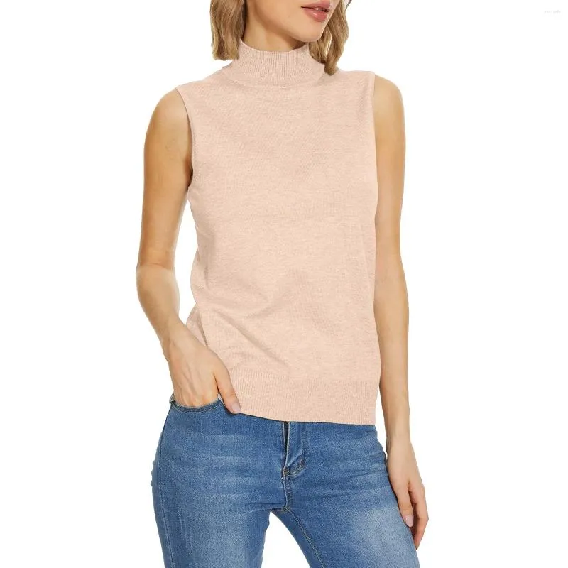 Camisolas femininas sem mangas mock neck tops para camisola de malha gola alta macio colete básico tanque 90's homens mulheres camisolas marca