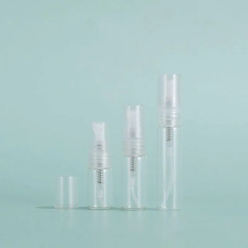 Clear Glass Bottle 2ml 3ml 5ml 10ml Refillable Mini Perfume Bottle With Clear Pump Sprayer Top Stbbe
