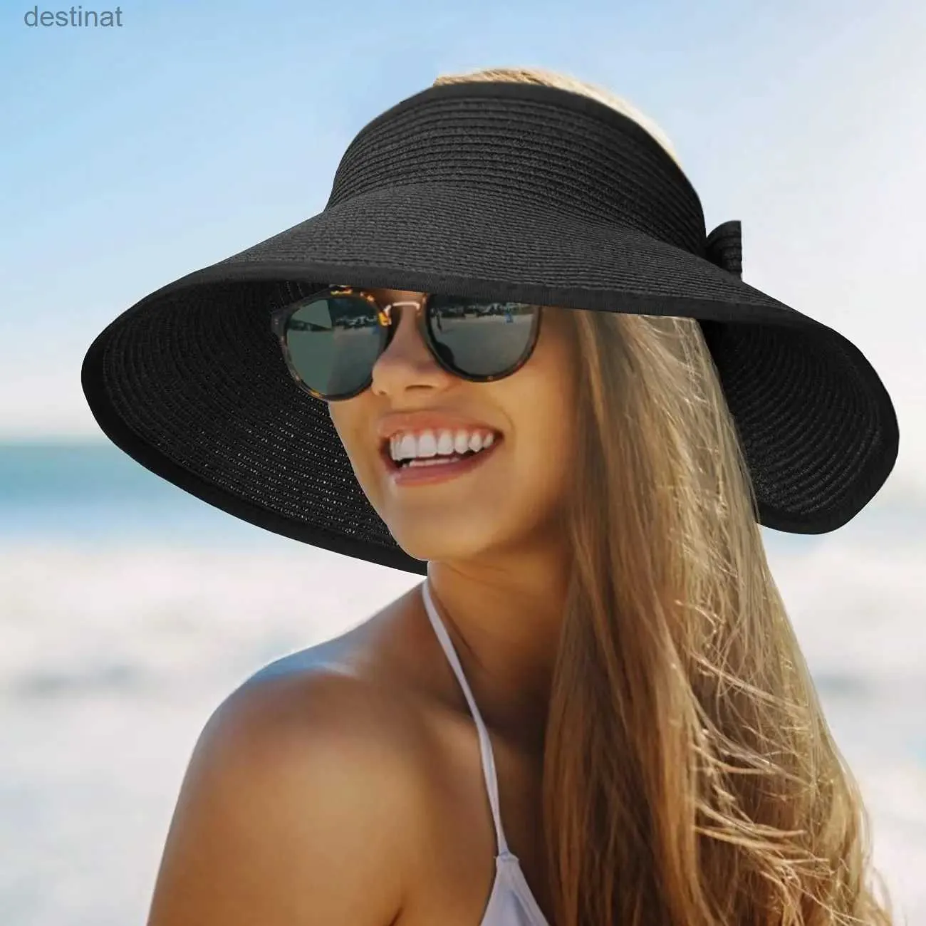 Brede rand hoeden emmer hoeden vrouwen zomer vizieren hoed vouwbare zonnedop brede grote rand strand straw hoeden chapeau lady strand UV bescherming capsl231221