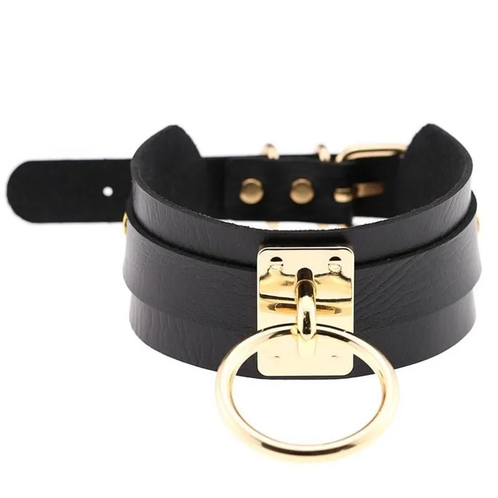 قلادة قلادة ملونة Punk Pu Leather Sexy Halloween Christmas Party Bondage Goth Belt Belt Chokers215V