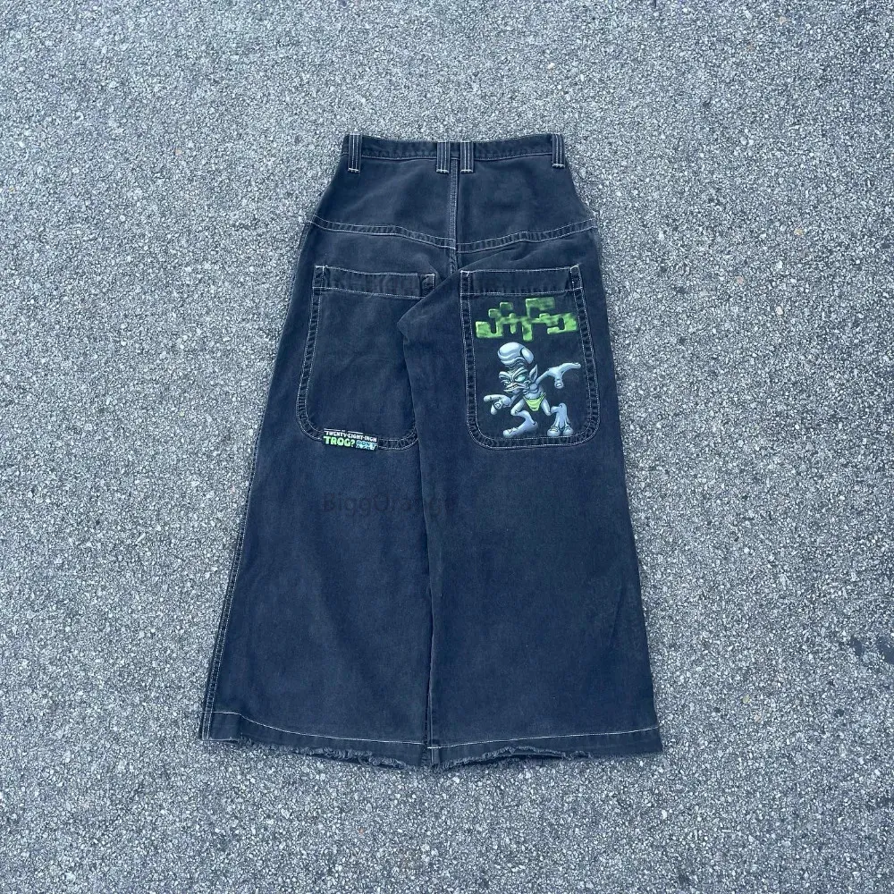 Y2k jeans streetwear stora fickor överdimensionerade byxor hip hop brev grafiska baggy jeans män kvinnor harajuku hög midja bredbyxor 231220