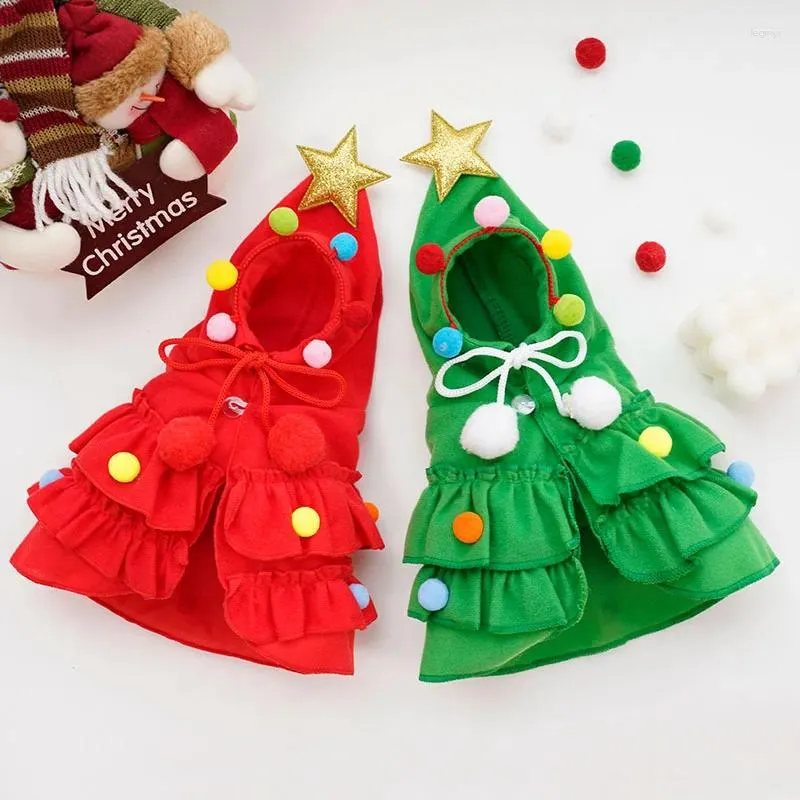 Dog Apparel Warm Pet Cloak Cape Shawl Cat Christmas Tree Clothes Coat Decoration Winter Cosplay For Small Costume Gift