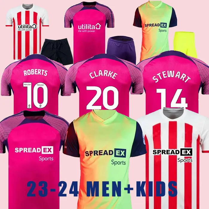 2023 2024 SUNDERLAND Home away 3rd Soccer Jerseys STEWART SIMMS ROBERTS AMAD CLARKE DAJAKU EMBLETON EVANS O'NIEN Football Shirt PRITCHARD Mens Kids Kit