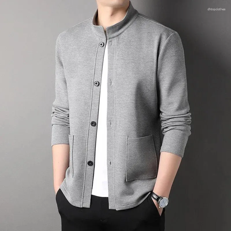 Vestes pour hommes Casual Mode Hommes Veste Col Montant Style Coréen Simple Boutonnage Coupe-Vent Manteaux Vêtements
