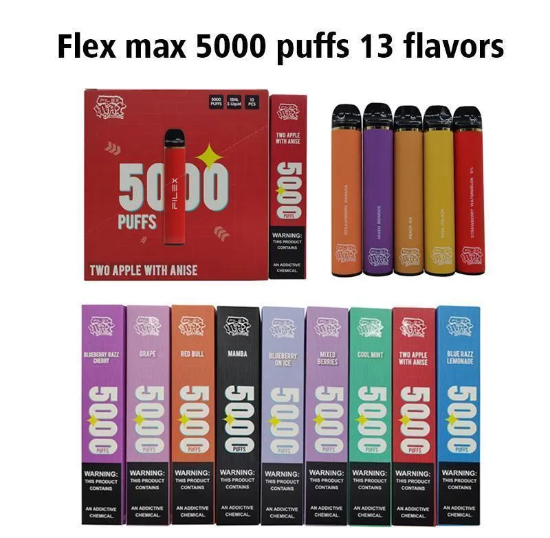 Original Filex 5000 Züge 650 mAh E-Zigaretten Zigaretten Vorgefülltes Gerät Einweg-Vape Autorisiert 17 Farben auf Lager Bang Vape Razz Bar Iget Bar Vapsolo