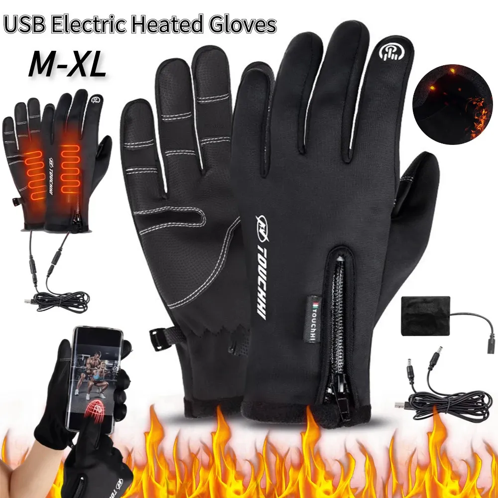 Winterhandschoenen Heren Dames Verwarming Warm Touchscreen Handschoenen USB Winter Elektrisch verwarmde handschoenen Wandelen Skiën Vissen Fietsen Wanten 231220