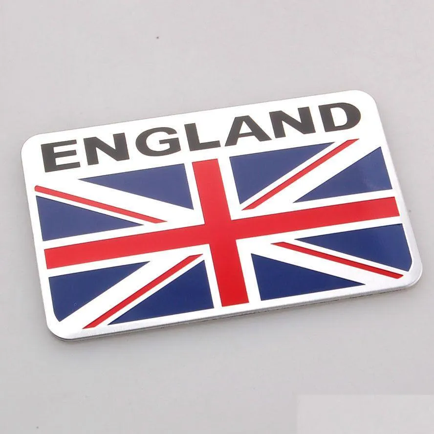 Car Stickers Fashion Styling National Flag 3D Metal Chrome Aluminium Alloy Emblem Badge Sticker For American Australia France Germany Dhhqy