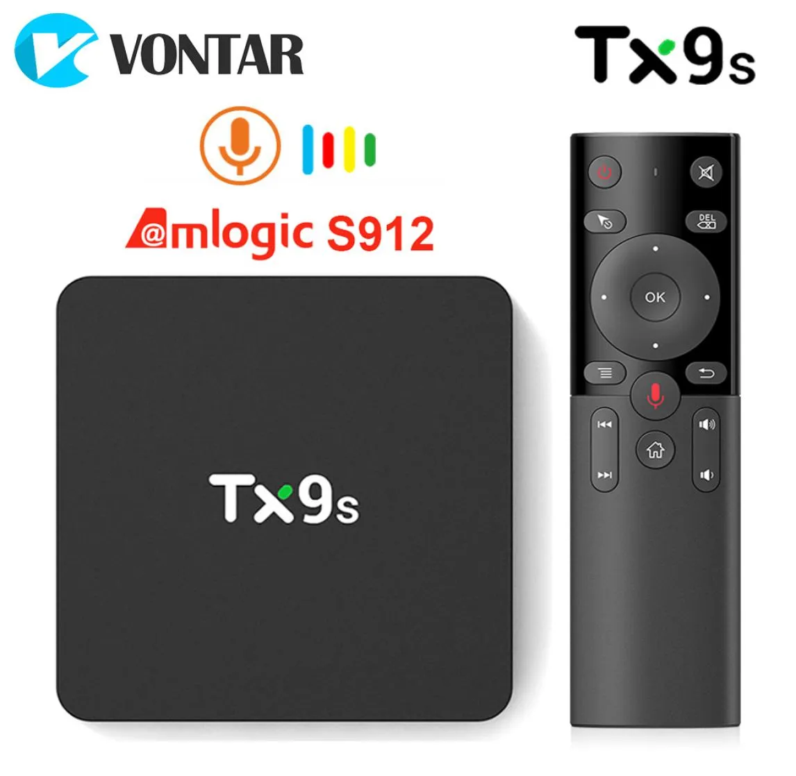 VONTAR TX9SスマートテレビボックスアンドロイドAMLOGIC S912 OCTA CORE 2GB8GB 1000M LAN 4K TVBOXセットトップボックス24G YouTubeメディアプレーヤー8977140