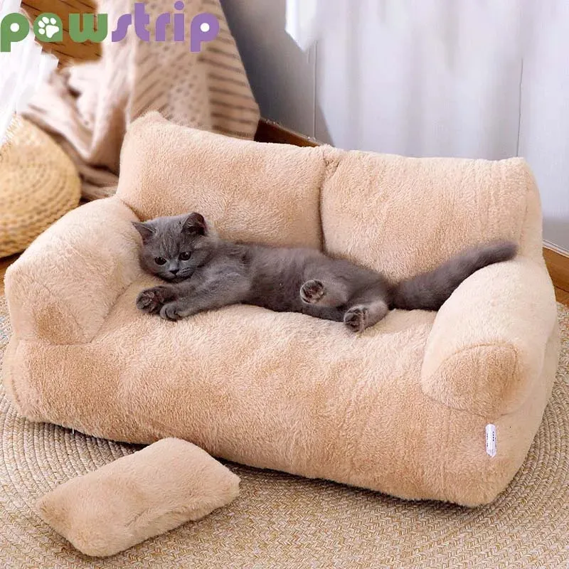 Luxury Cat Bed Super Soft Warm Pet Soffa för små hundkatter Katter Löstagbar tvättbar icke-halkkattunge Puppy Sleeping Bed Pet Supplies 231221