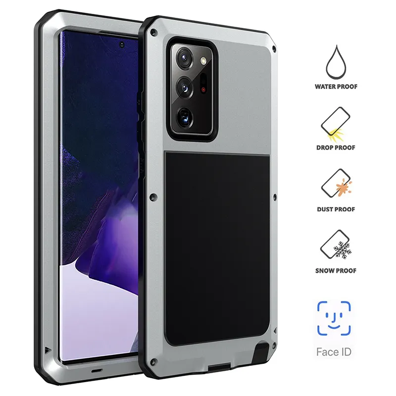 Samsung Note20 için Tasarım Ultra Telefon Kılıfı Su Geçirmez Kılıf, Kıvrım Anti Lüks Kılıf Toptan Siyah Gümüş Kırmızı