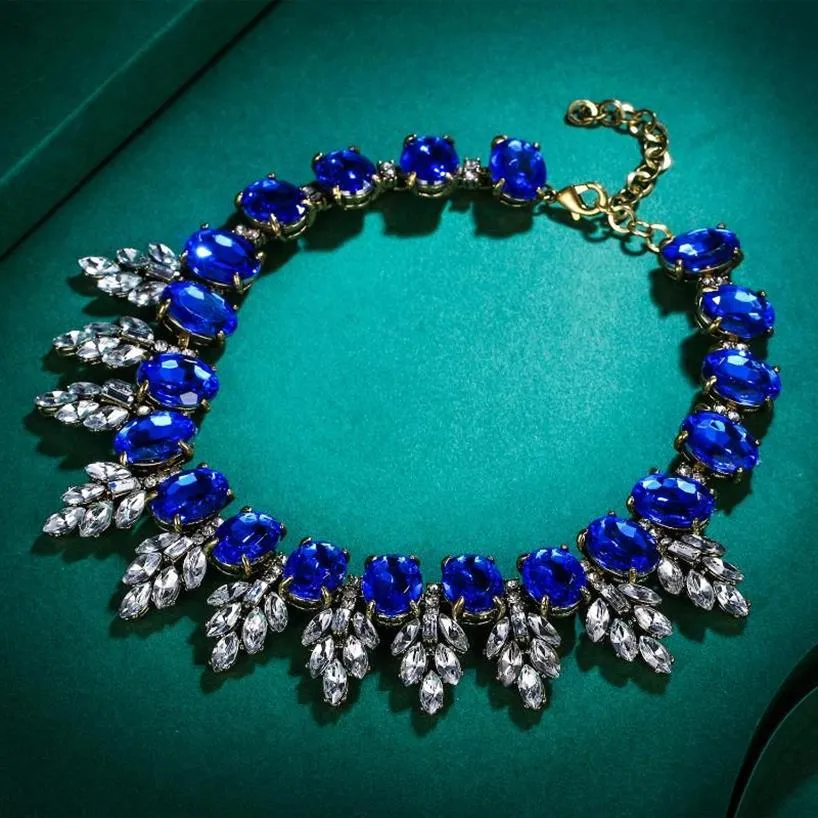 Tuliper retro yaprak gerdanlık kolye tablosunda Avusturya Kristal Rhinestone Kadınlar için Drop Party Mücevher Hediye Yıldönümü Chokers279n