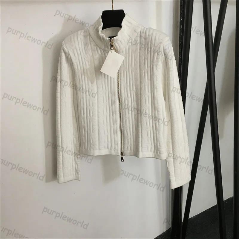 Dzianin swetra Kobiety zamek błyskawiczny Krótki sweter Slim Fit Pullover z wyściełanym ramionem Jacquard Knit Coat