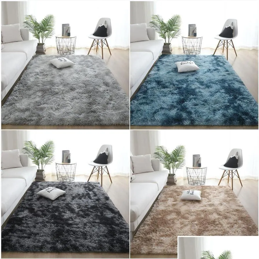 Carpets Fluffy Pure For Living Room Large Soft Rugs Anti Skid Shaggy Area Rug Dining Home Floor Mat 80X120Cm Drop Delivery Garden Tex Dhoxl
