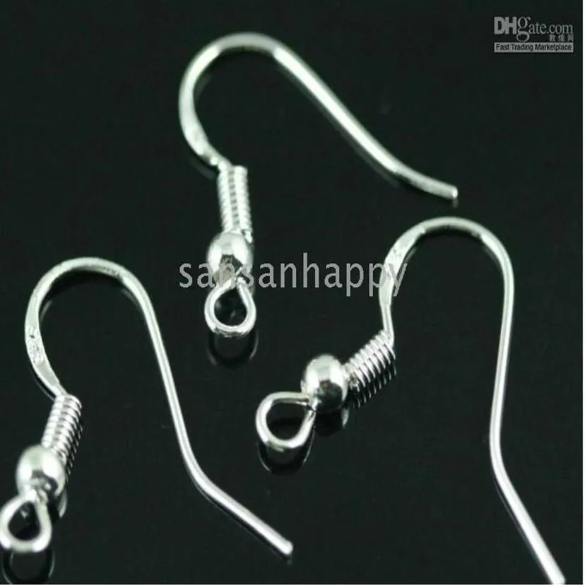 500PCS 925 STERLING SILVER EARINGINDINKINGNINGS FISHWIRE HOOKS JEWELRY DIY 15mm Fook FOK COIL EAR WIRE313D