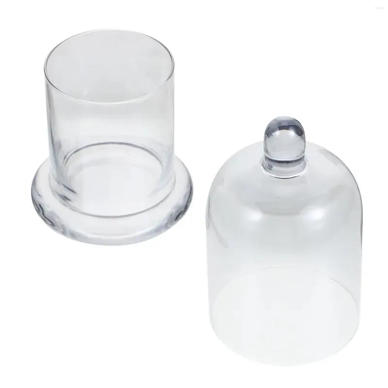 حاملي حاملي شموع Cloche Dome Small Glass Flower Cover Alternal Display Bell Jar