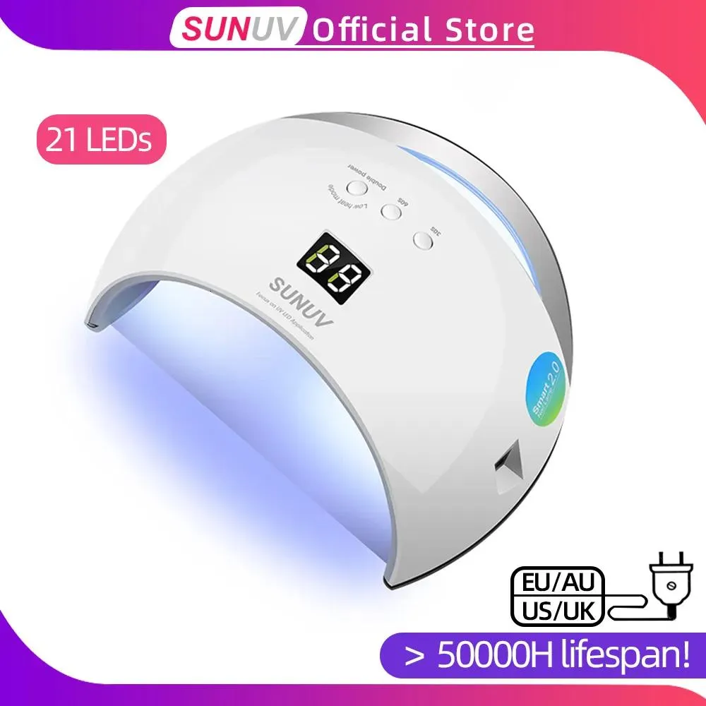 Dryers Nail Dryers SUNUV SUN6 Smart Lamp Nail LED UV Lamp Dryer Metal Bottom LCD Timer Multicolors for Curing UV Gel Polish Nail Art Tool