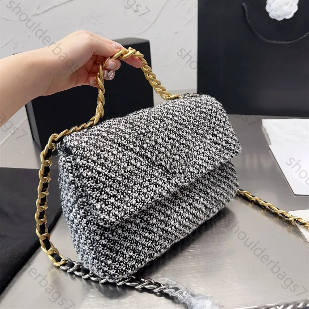 Sac de créateur de tweed de qualité miroir 19 sacs à carreaux pour femmes
