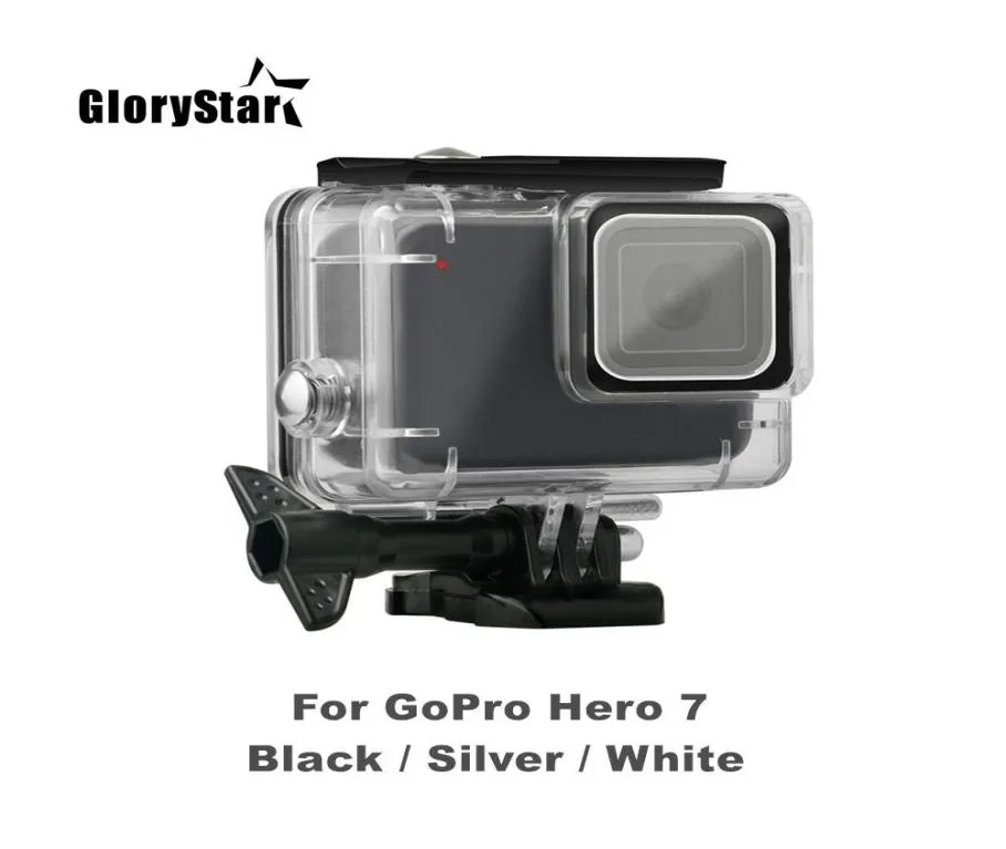 Glorystar 45m undervattensvattentät fall för GoPro Hero 7 Black Silver White Camera Protection Housing Case Diving Accessories7982388