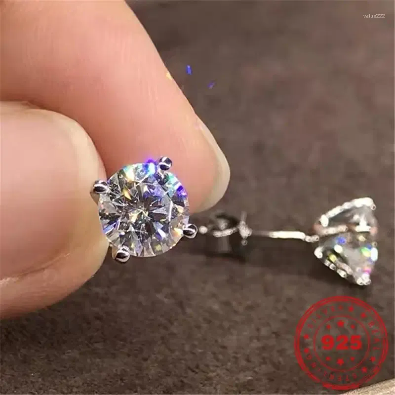 Stud Earrings HOYON Natural Diamond Moissanite Jewelry Women's Garnet Solid S925 Silver Color Orechini Bijoux En