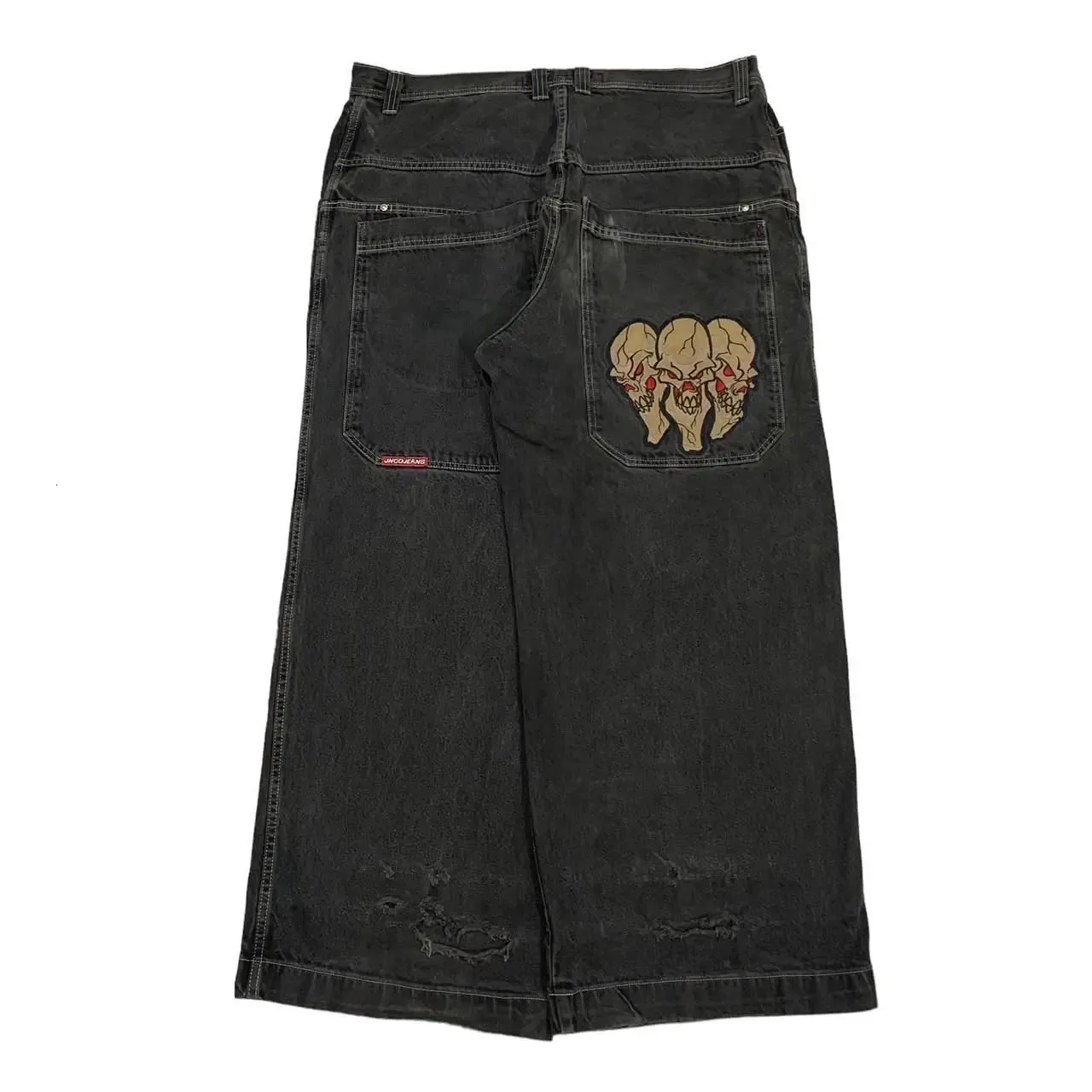 Y2K Gothic Baggy Jeans - Retro Skull Graphic Wide Leg Pants