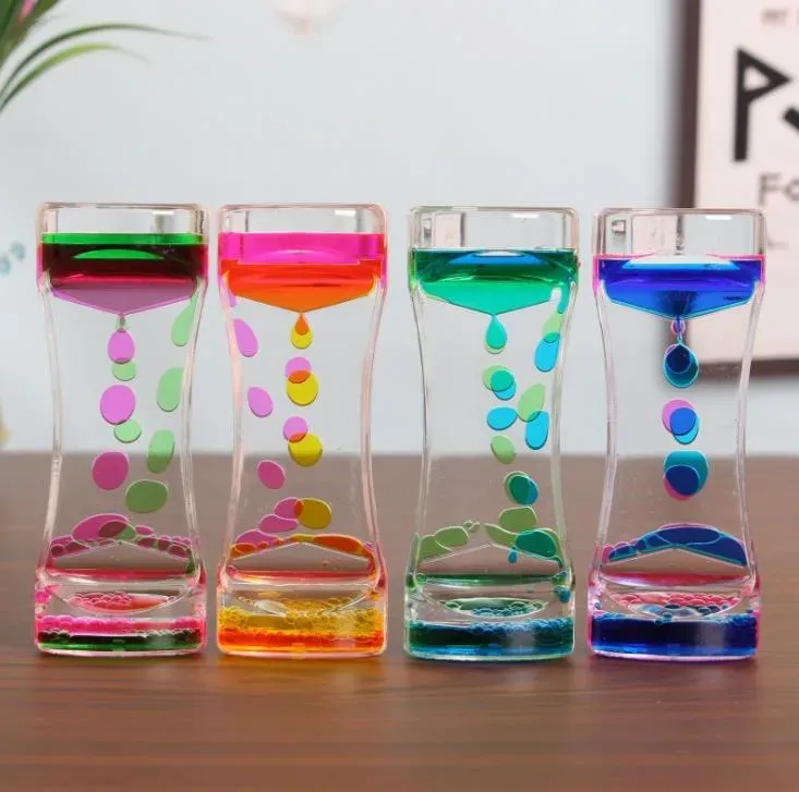 Other Home Supplies Floating Color Mix Illusion Timers Liquids Motion Visual Slim liquid Oil Glass Acrylic Hourglass Timer Clock Ornament Desk SN2316