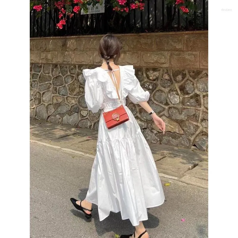 Party Dresses 2023 Dress Women's Summer Robe Mushroom Edge Mid Length Style Charm Kikyo Group Women White Female Clothing