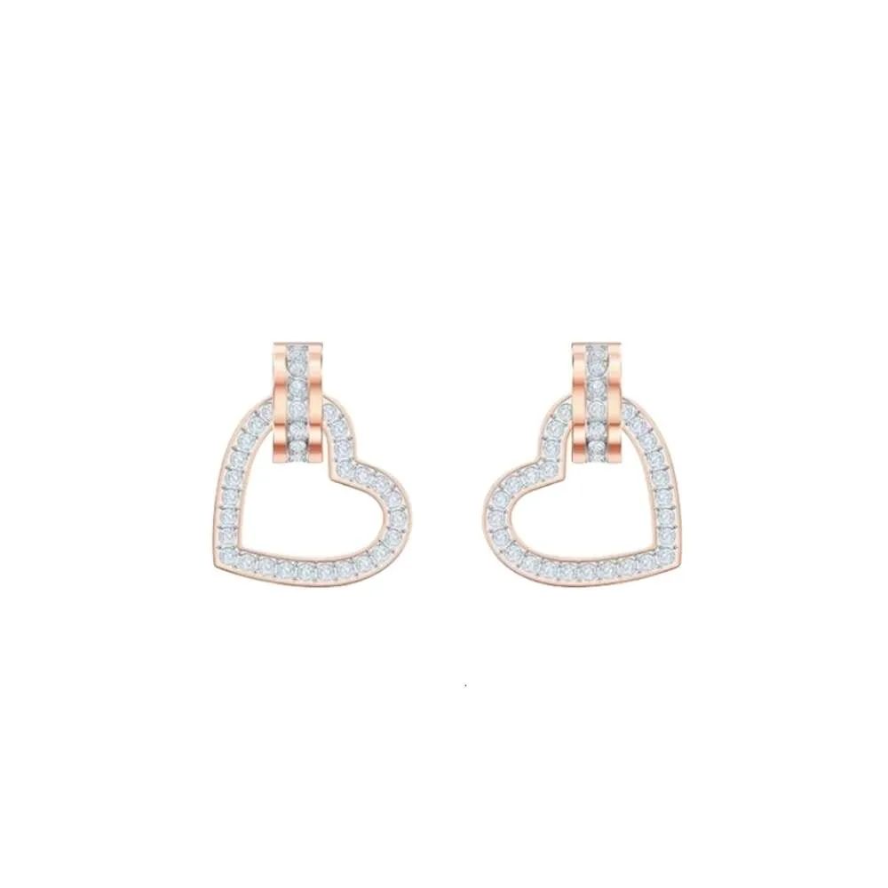 Swarovskis – boucles d'oreilles de créateur pour femmes, bijoux de qualité originale, breloque, nœud romantique, perforé, Type cœur