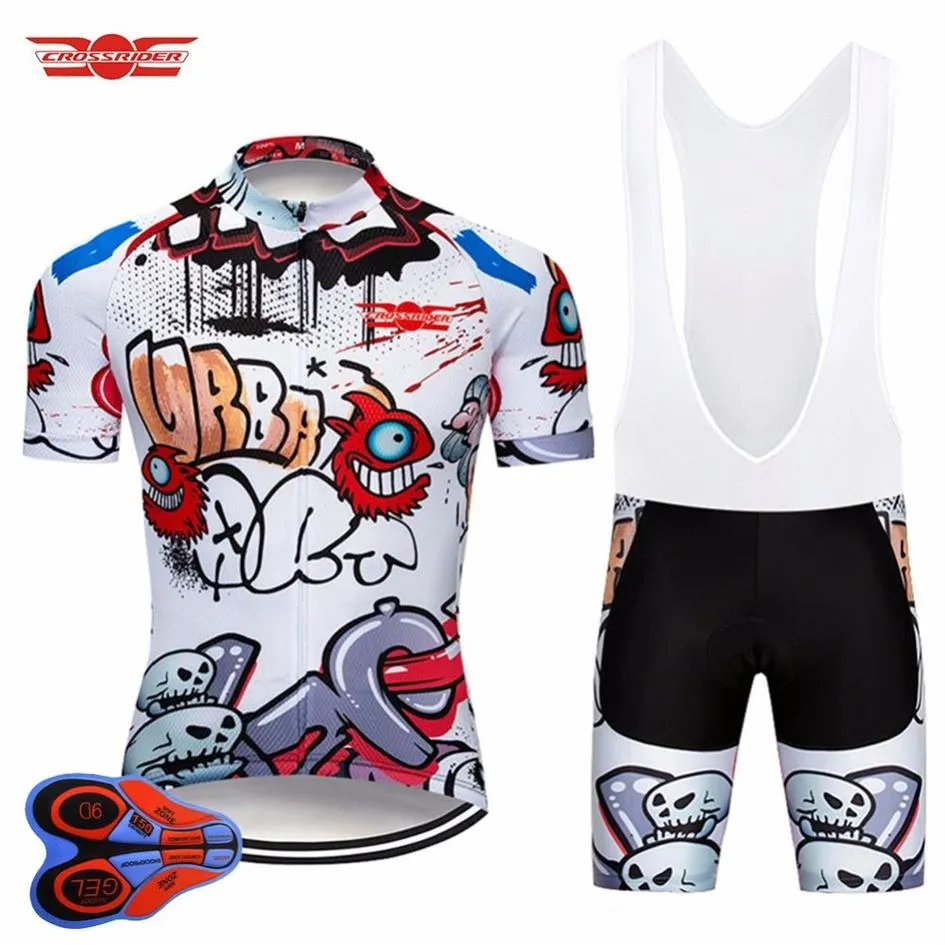 Crossrider 2019 Funny Cycling Short Jersey 9D Bib Set MTB Bike Clothing Breattable Cykel Wear Herr Maillot Culotte254p