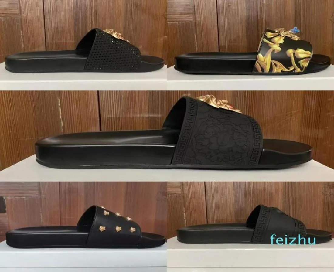 Color Paris Luxury Designer Sliders Mens Womens Summer Sandals Beach Slide Slippers Ladies Flip Flops Loafers Sky Blue Chaussures8517480