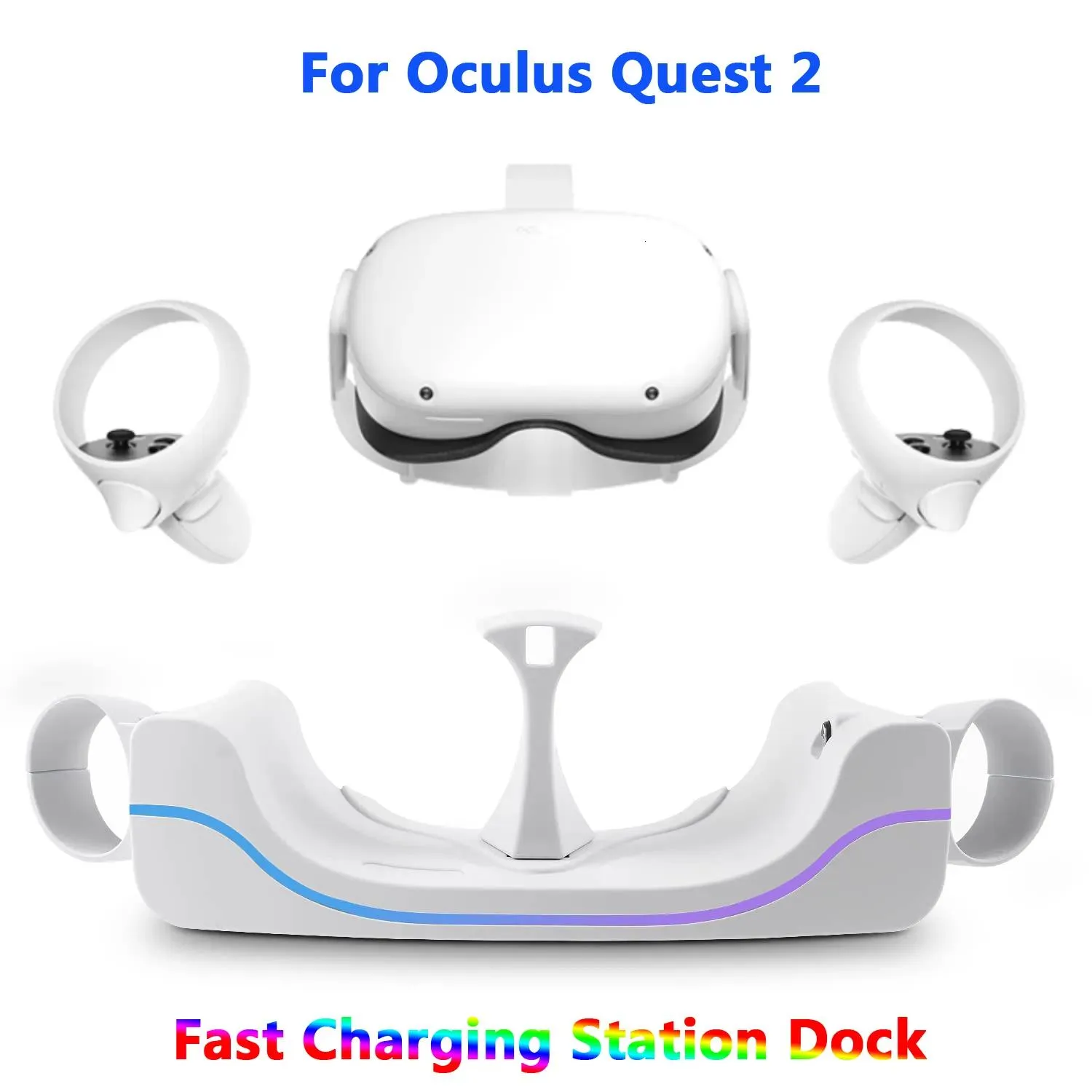 Glasögon VR -glasögon för Oculus Quest 2 Snabb laddningsstation Dock Holder USB Typec Magnetic Charger Stand för Oculus Quest 2 VR Headset Co