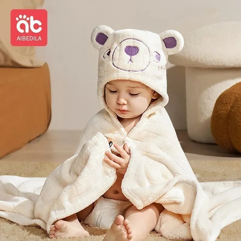 AIBEDILA Baby Bath Robe Kids born Bathrobe Baby Towel With Hood Bathrobes High Quality Shower Products Born Care AB6606 231221