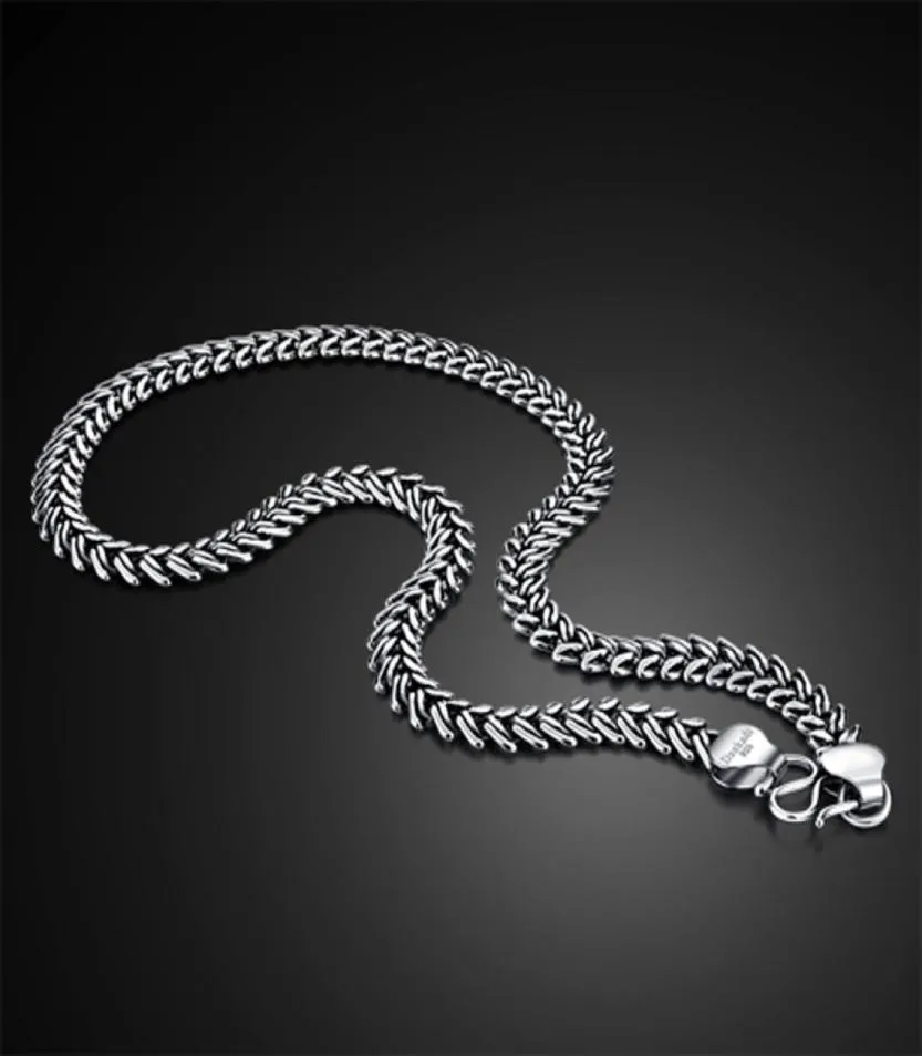 S Korea Vintage 100 925 Sterling Silver Men Pendant Halsband 10mm 18 26 tum kedja Fashion Punk Hip Hop Jewelry2196922