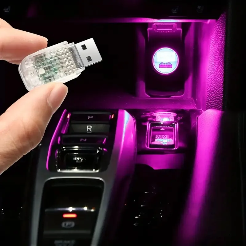 Bu çok fonksiyonlu USB Gece Işığı ile Arabanızı Aydınlatın - Pembe