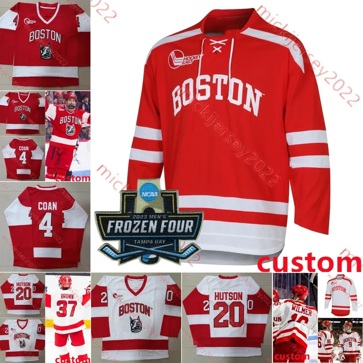 Boston University Terriers 2023 mens Frozen Four Hockey Jersey Jamie Armstrong Dylan Peterson Sean Driscoll Lachlan Getz Jeremy Wilmer Boston University Jerseys