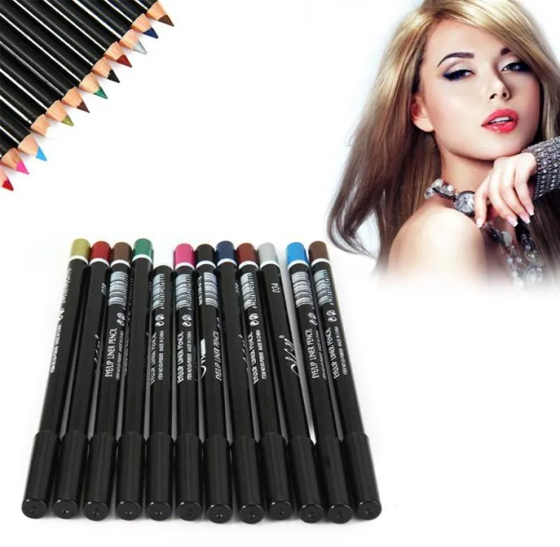 WholeBlack 12 colori matita per eyeliner impermeabile cosmetici di bellezza penna per eyeliner trucco matita per occhi a lunga durata 14963118120717