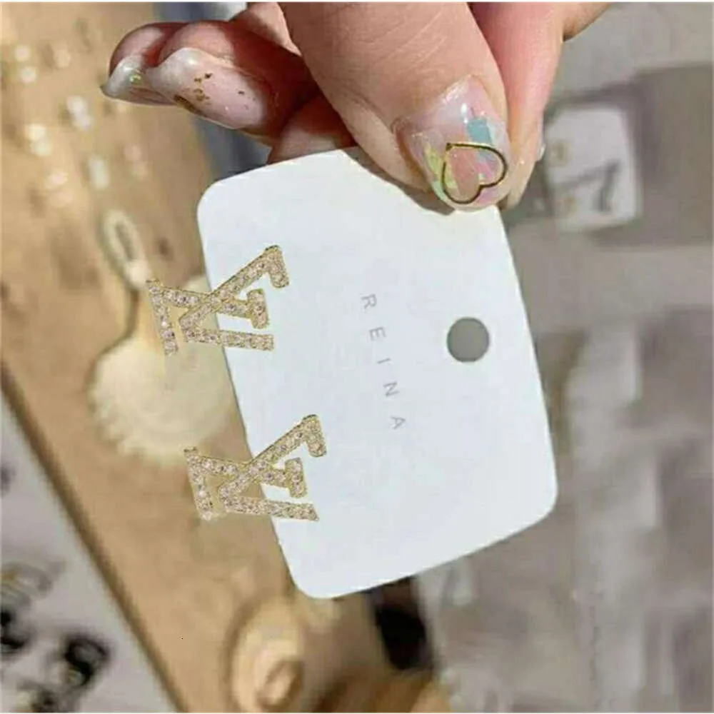 Ohrstecker Mode Damen 18 Karat vergoldet Designer-Ohrstecker Ohrringe Markendesigner Geometrie Buchstaben Kristall Strass Ohrring Hochzeit Party JewerlryFashion