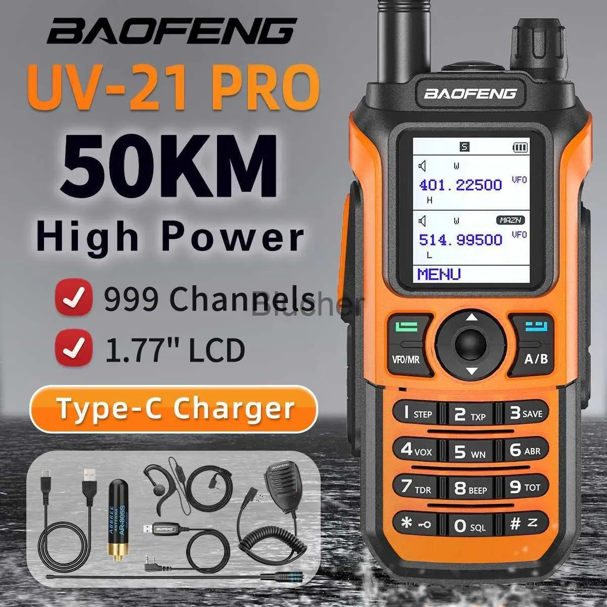 Talkie Walkie Talkie BaoFeng UV 21 PRO Walkie Talkie Dual Band 136174400520MHz 50KM 999CH Long Range Upgraded Of UV5R UV9R UV10R Ham Radi