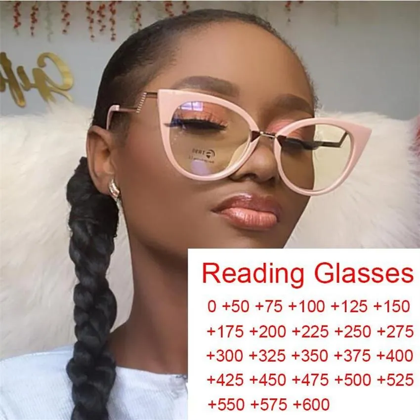 Sunglasses Vintage Transparent Glasses Women Cat Eye Blue Light Filter Computer Frame Improve Comfort Presbyopia Reading246o