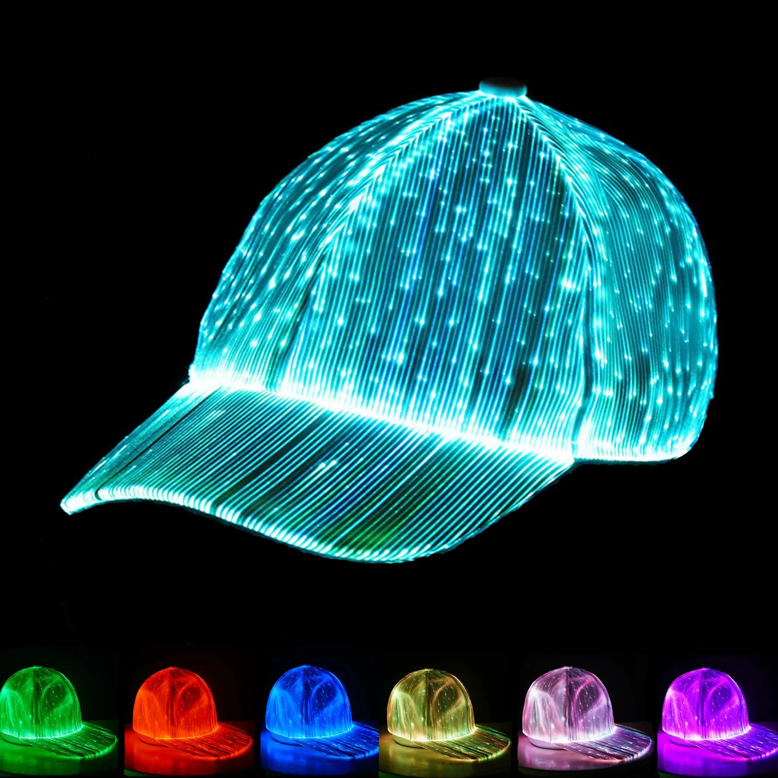Cappello Da Festa Hip-Hop Baseball Club Cap Illuminato LED Glow Sport Baseball Caps Giovani E Donne, Arancione, Taglia Unica