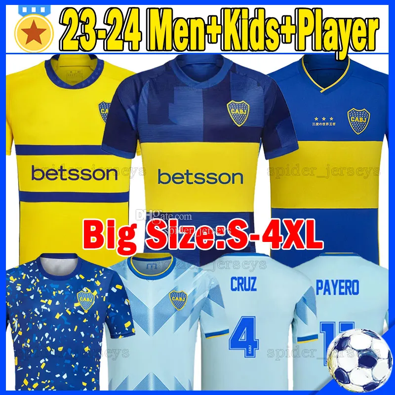 XXXL 4XL 2023 2024 BOCA JUNIORS SOCCER JERSEYS PLAYER VERSION VILLA SALVIO MEDINA VARELA BENEDETTO MARADONA JUBVERSARY KIT MEN KIDS KIT 23 24 FOTBALL SHIRTS