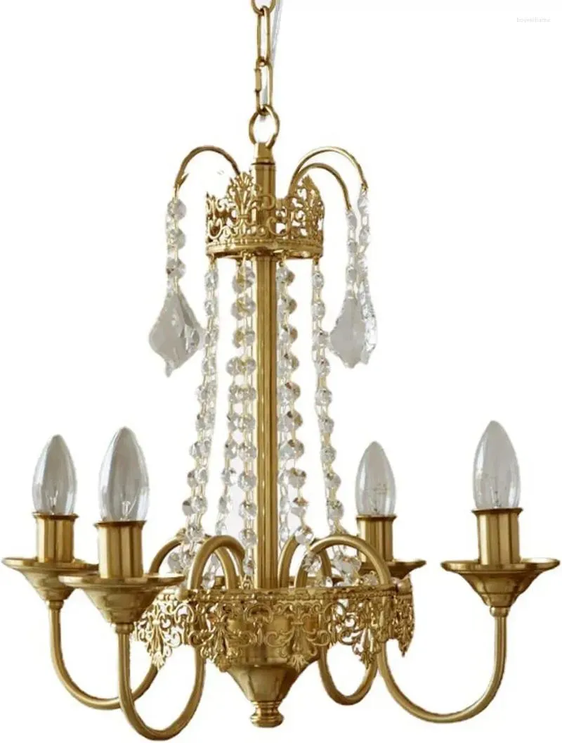 Chandeliers Vintage Crystal Candle Lighting 4 Lights Chandelier Modern Luxurious Light Pendant Lamp Ceiling Living Room