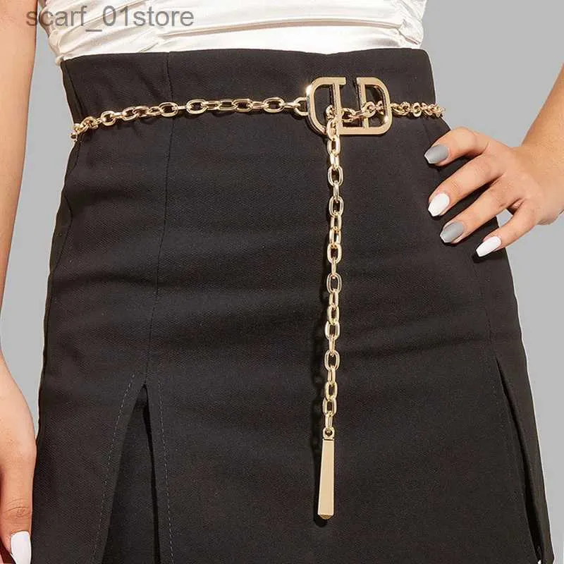 Midjekedjor Bälten Luxury Metal Chain Belt för kvinnor Brand Designer Midja Kedja Kvinnlig tjejklänning Jeans Dekorativa midjeband Tillbehörsl231221