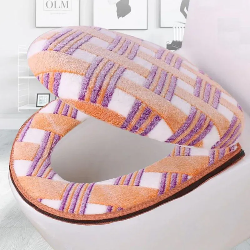 Type à fermeture éclair Couverture de toilette imperméable Ménage d'hiver Coral Velvet Woilet Soutr Cushion Universal Comfort Toilet Soupt Couvercle 231221