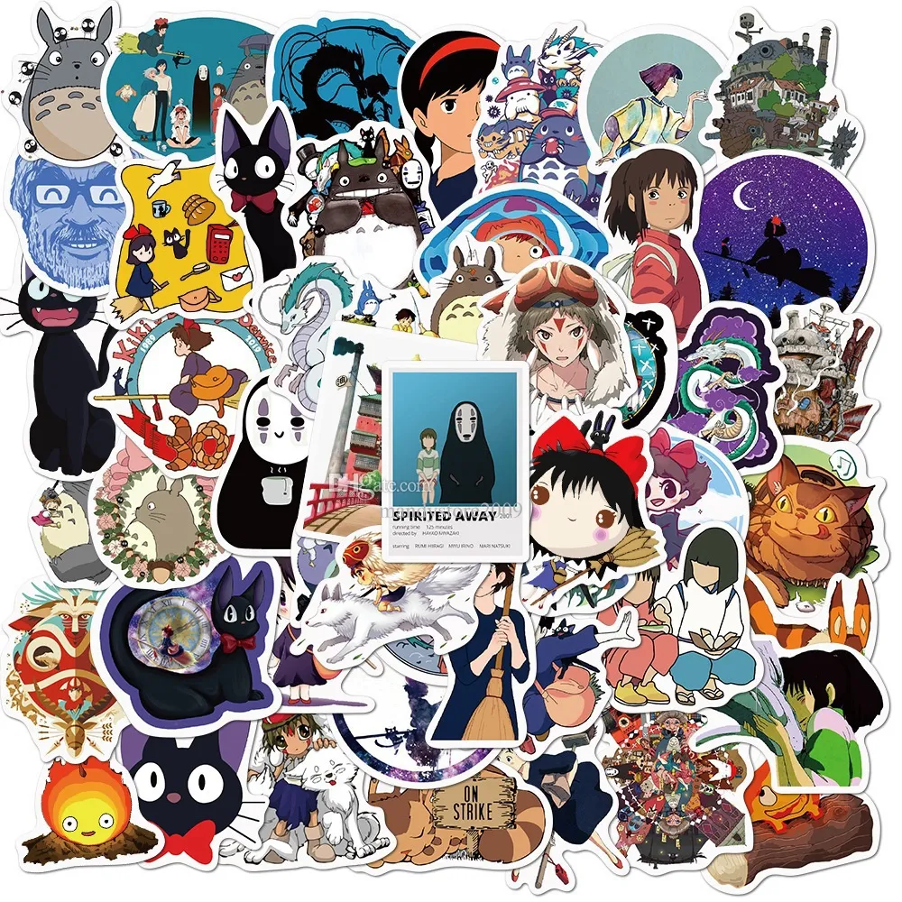 50 st Cartoon Anime Stickers Totoro Spirited Away Princess Mononoke Ghibli Hayao Miyazaki Aesthetic Student Stationery Sticker