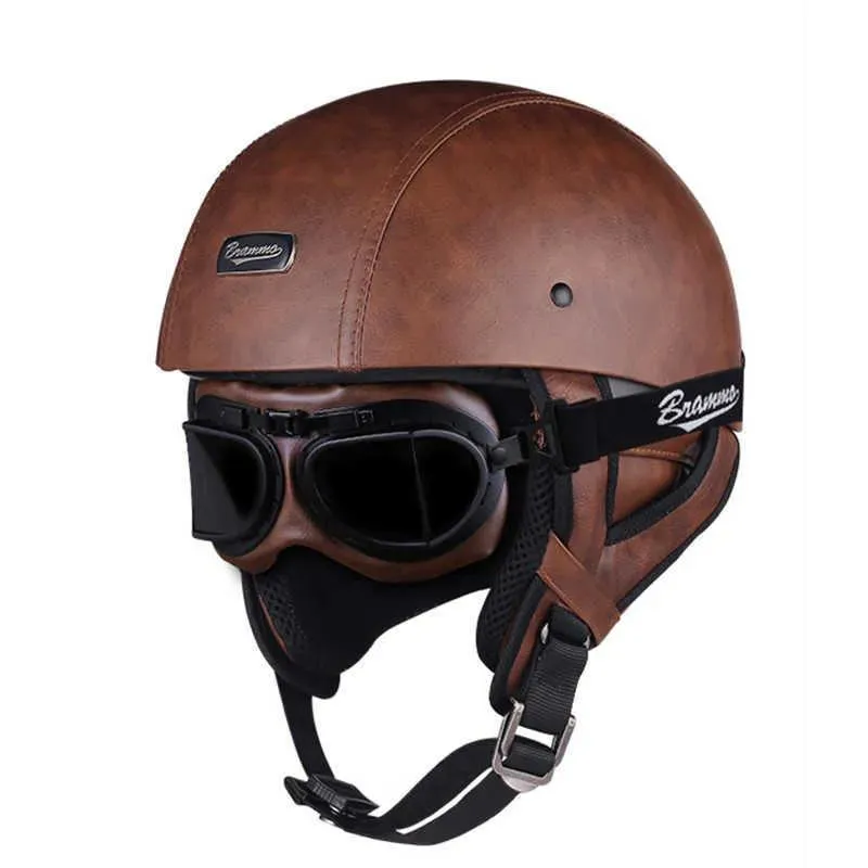 Retro leather motorcycle helmets clearance