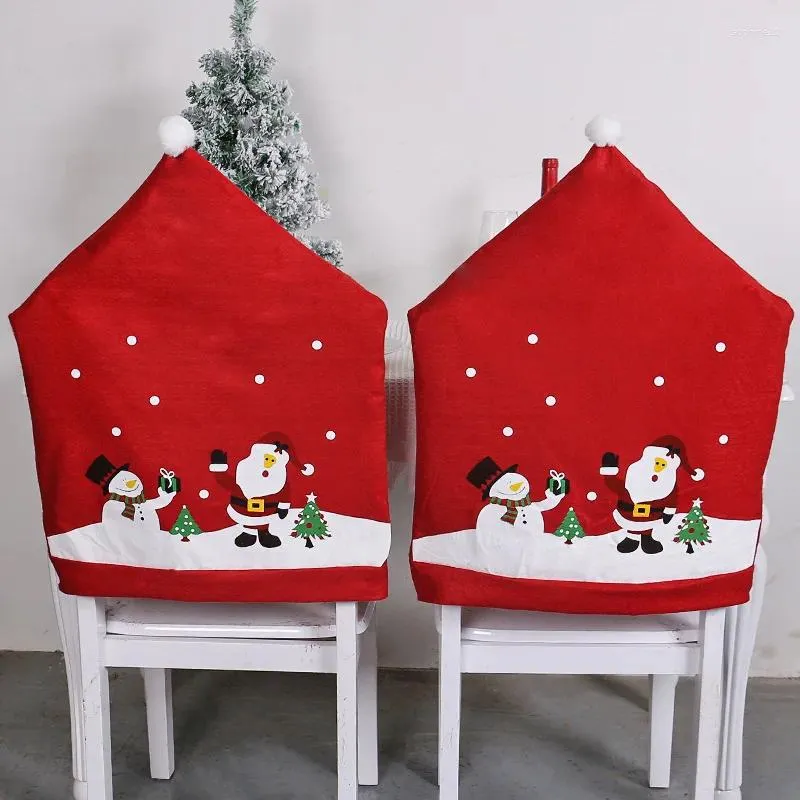 Chair Covers Printed Non-woven Christmas Cover Stool Back Holiday Hat Ornaments