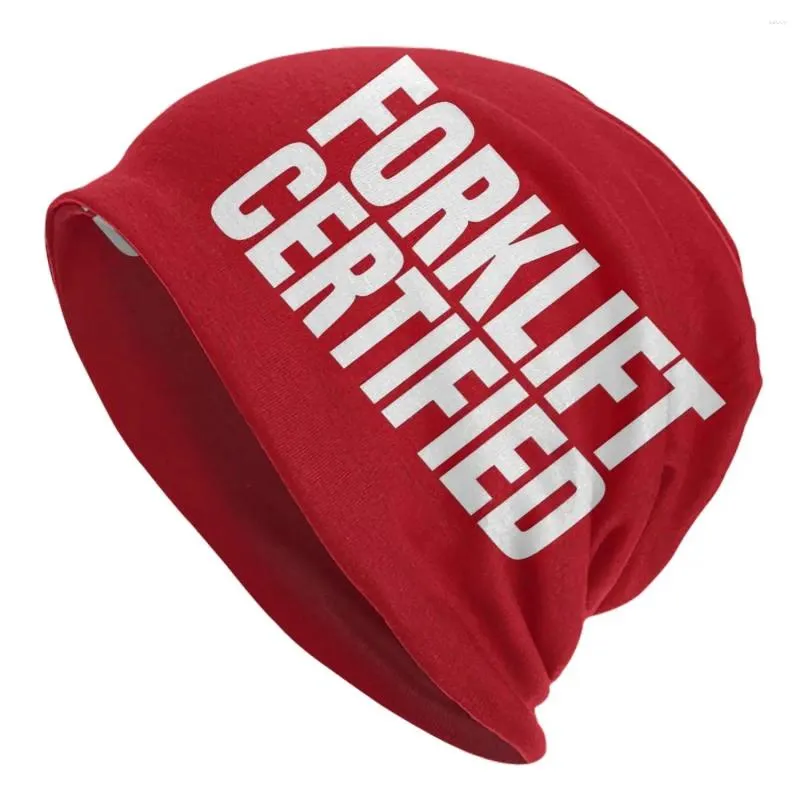 Berets unisex Forklift Certified Beanies Skullies Accessories Truck Driver Bonnet Gesnit hoed Streetwear Warm Caps Christmas Gift Idea