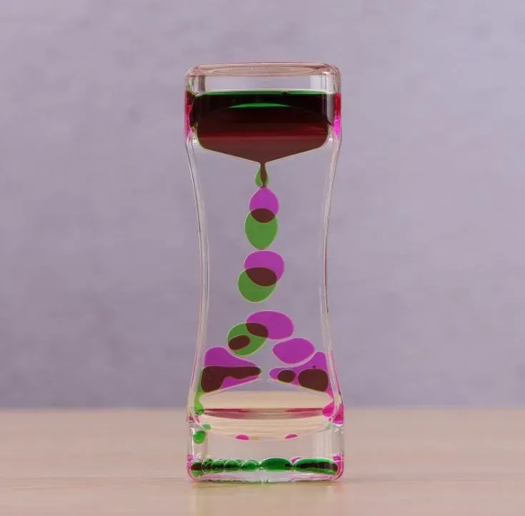 Other Home Supplies Floating Color Mix Illusion Timers Liquids Motion Visual Slim liquid Oil Glass Acrylic Hourglass Timer Clock Ornament Desk SN2316