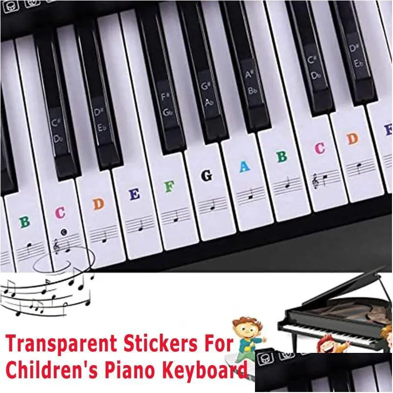 Present Wrap Gift Wrap 88/61/54/49/37 Keys Transparenta Stickers for Childrens Piano Tangentboard Home Decoration Accessories Wall Drop Delive Dhnnq